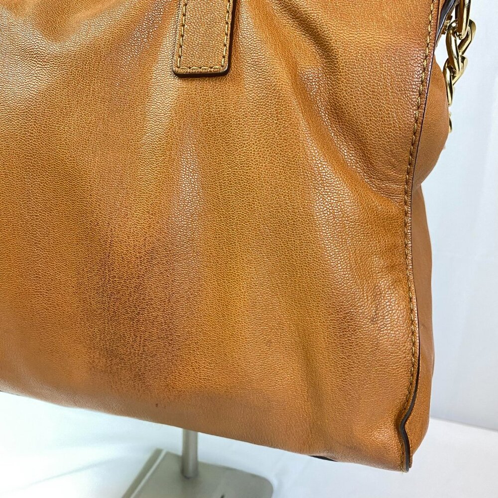 Michael Kors Hamilton Brown Pebbled Leather Satchel | Gold Hardware ✨ Maeve - Picture 10 of 12